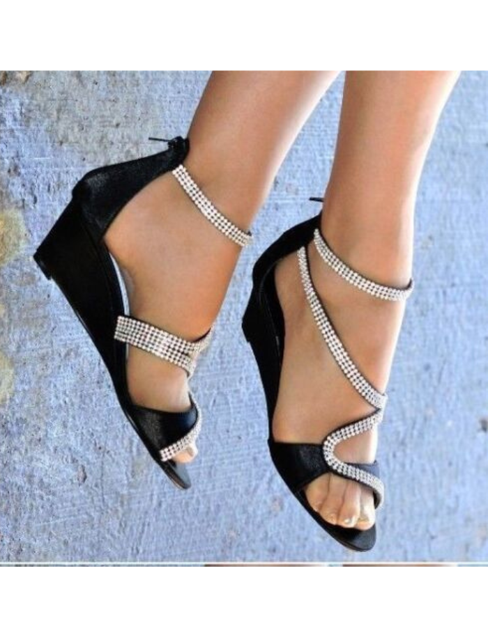 Diamante wedge wedding shoes sales