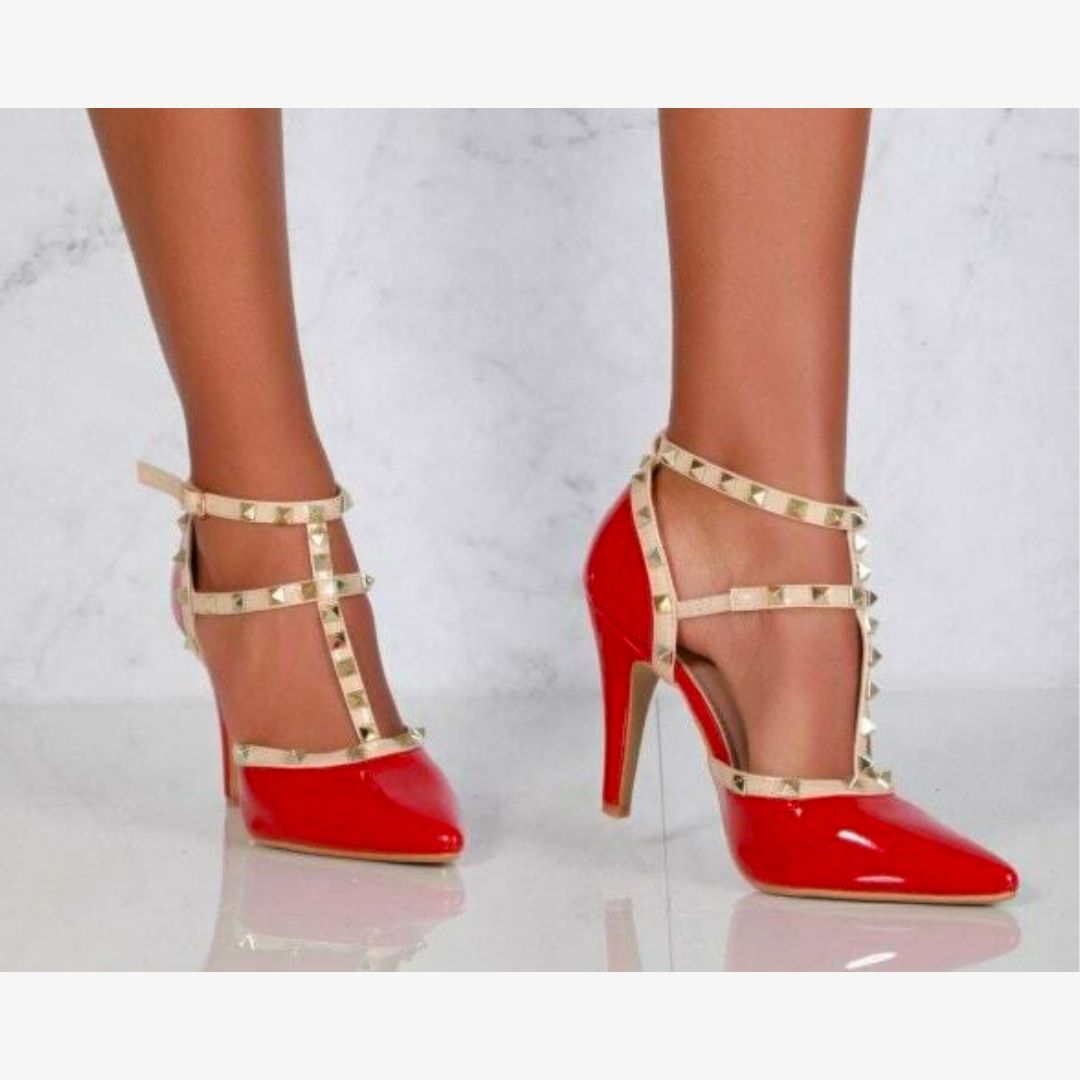 Red store studded heels